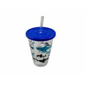 Wholesale - 12oz Kids Sharks Hammered Fiesta Tumbler wLid & straw C/P 6, UPC: 789313583478